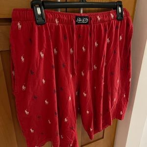 Polo Ralph Lauren red shorts dripped with white and blue